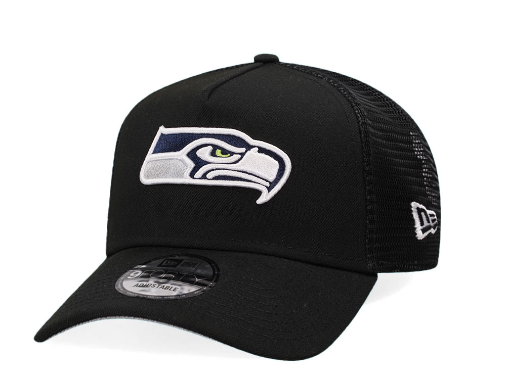 New Era Seattle Seahawks Black Trucker A Frame 9Forty Snapback Gorra