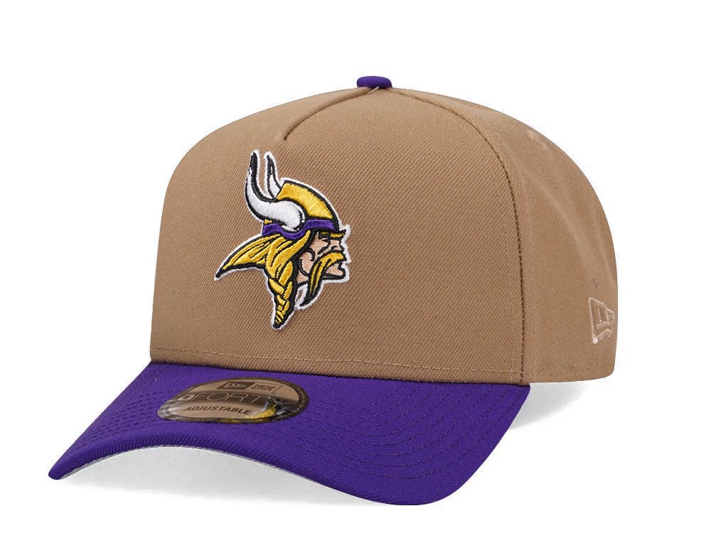 New Era Minnesota Vikings Khaki Two Tone Edition 9Forty A Frame Snapback Gorra