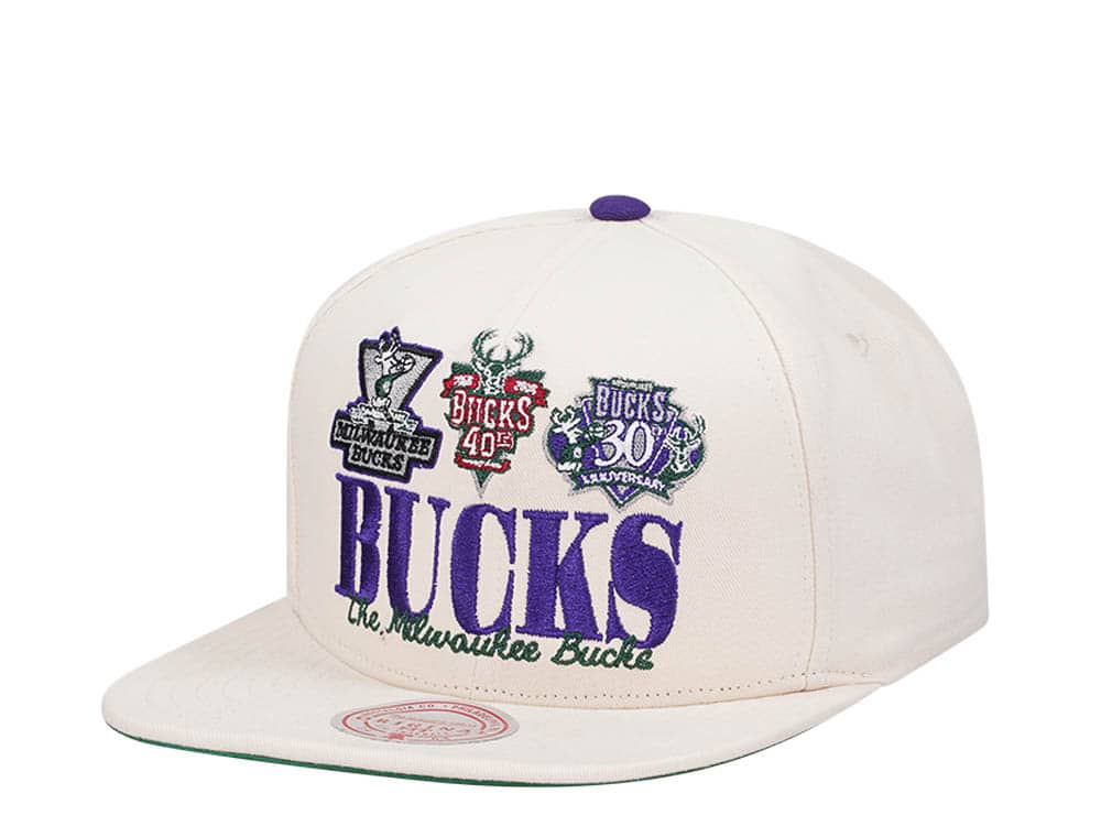 Mitchell & Ness Milwaukee Bucks Reframe Retro Off White Snapback Gorra