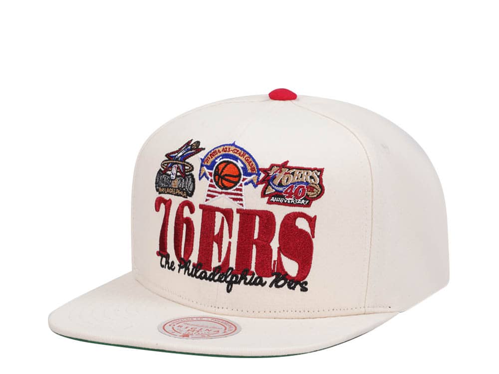 Mitchell & Ness Philadelphia 76ers Reframe Retro Off White Snapback Gorra