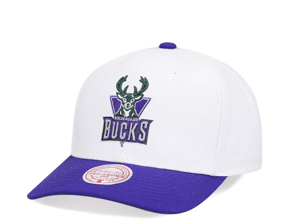 Mitchell & Ness Milwaukee Bucks Team Two Tone 2.0 Pro White Snapback Gorra