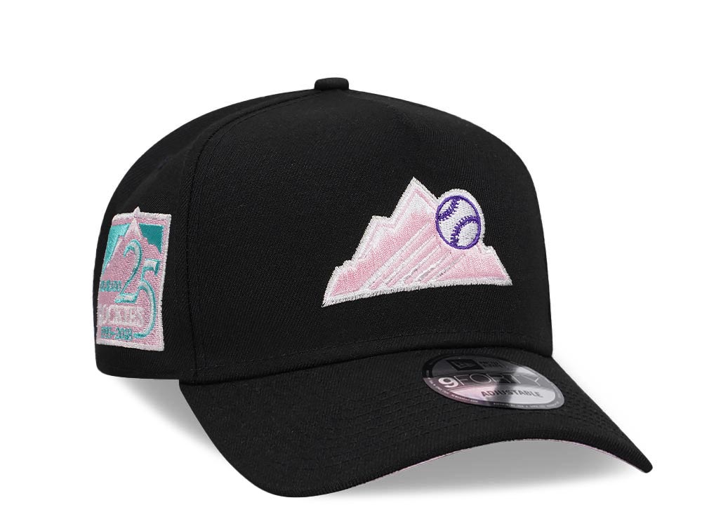 New Era Colorado Rockies 25th Anniversary Black Pink A Frame 9 Forty Snapback Gorra