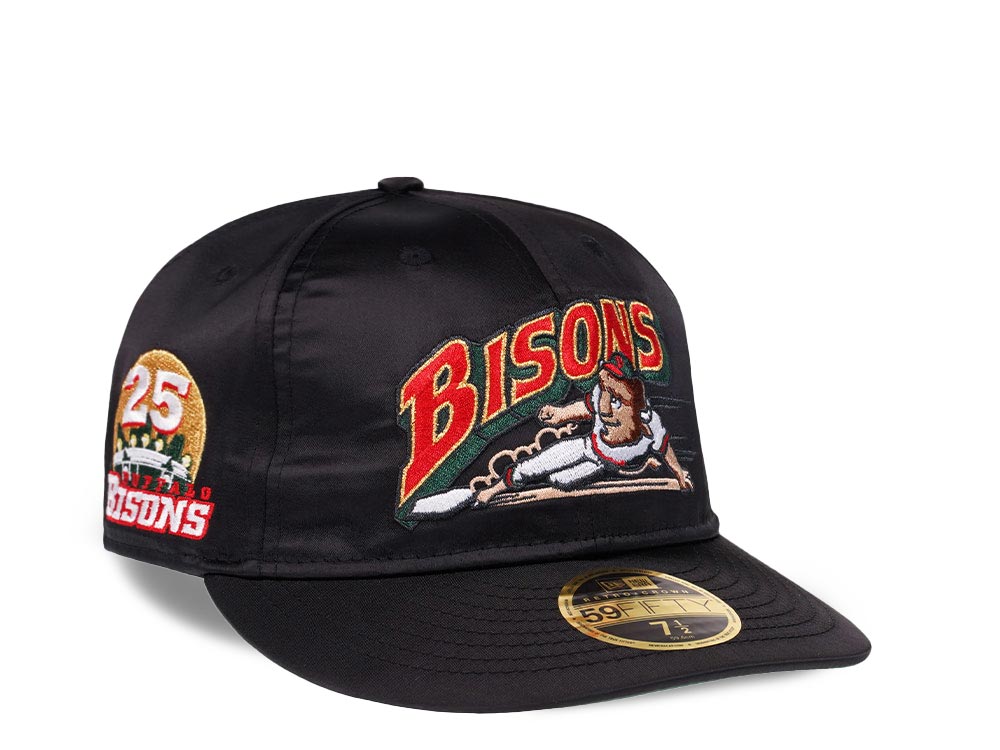 New Era Buffalo Bisons Black Satin Retro Crown Edition 59Fifty Fitted Gorra