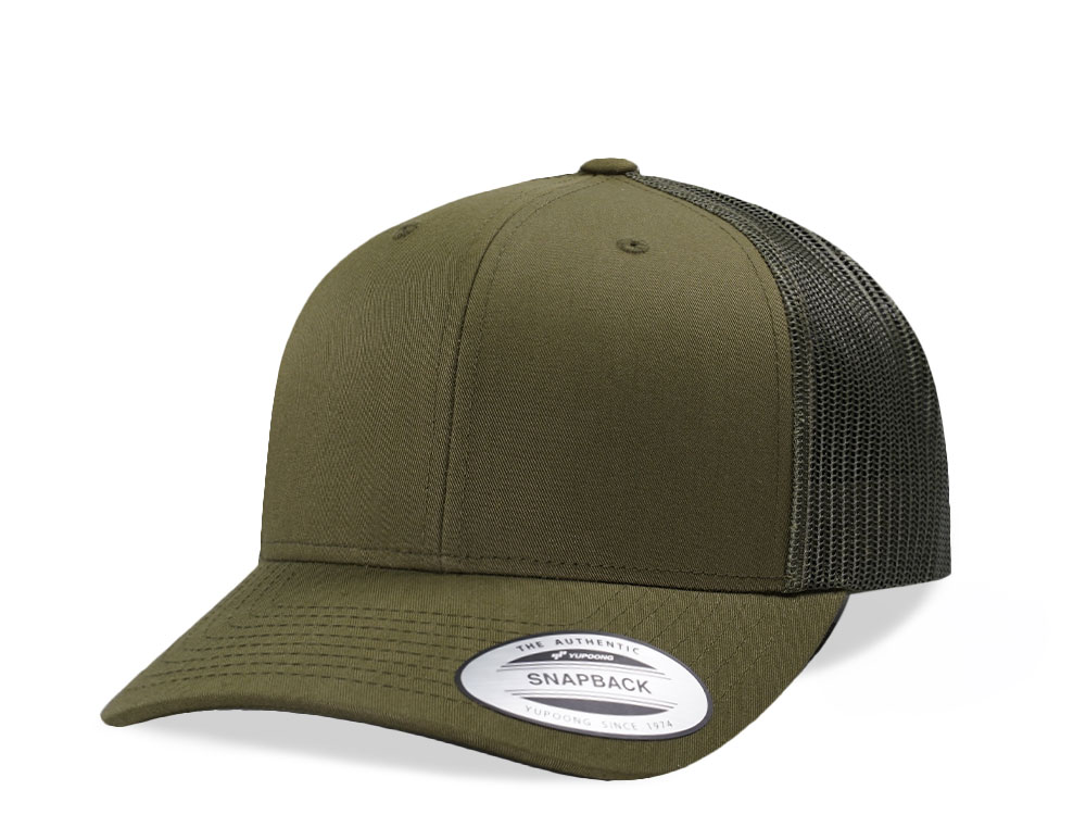 Yupoong Basic Olive Retro Trucker Snapback  Gorra