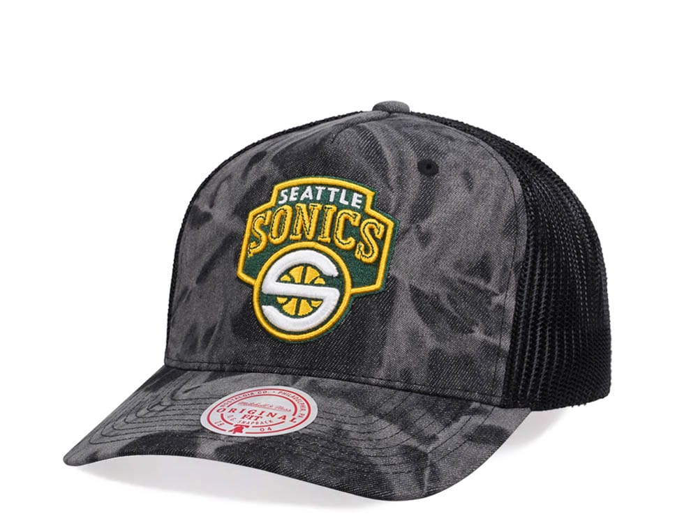 Mitchell & Ness Seattle Supersonics Burnt Ends Black Trucker Snapback Gorra