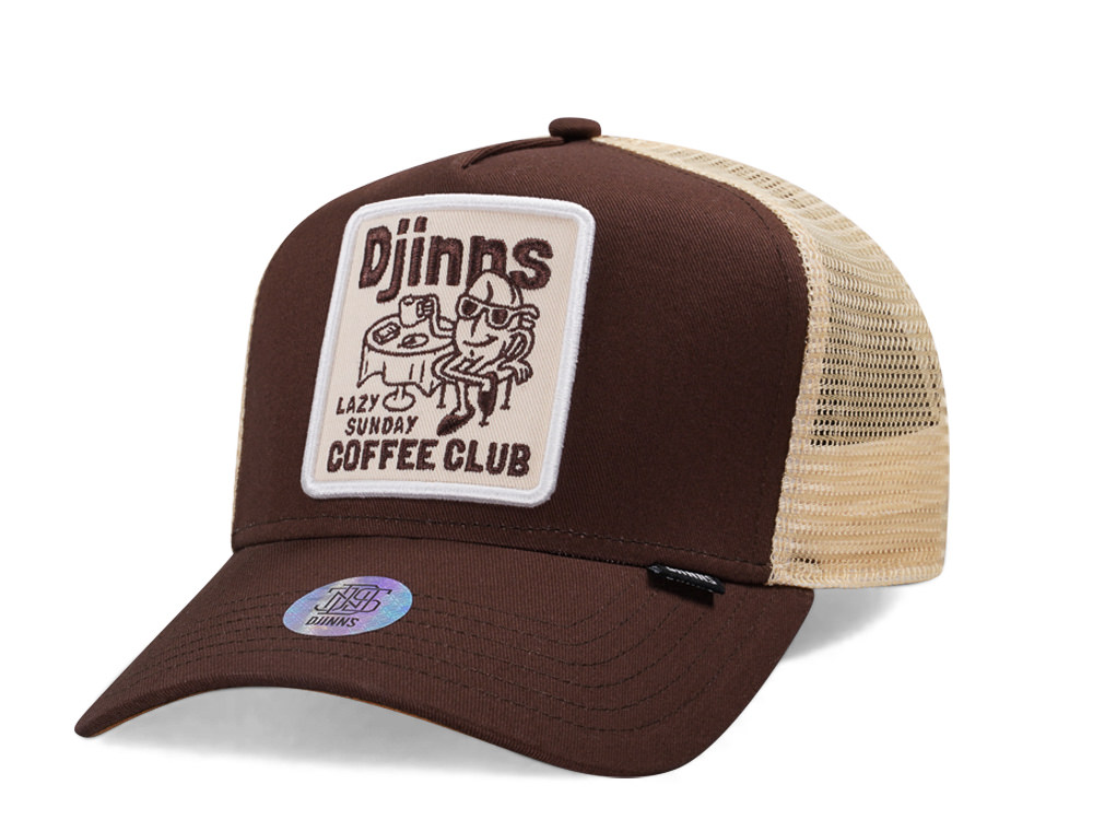 Djinns Lazy Sunday Coffee Club Brown Trucker Snapback Gorra