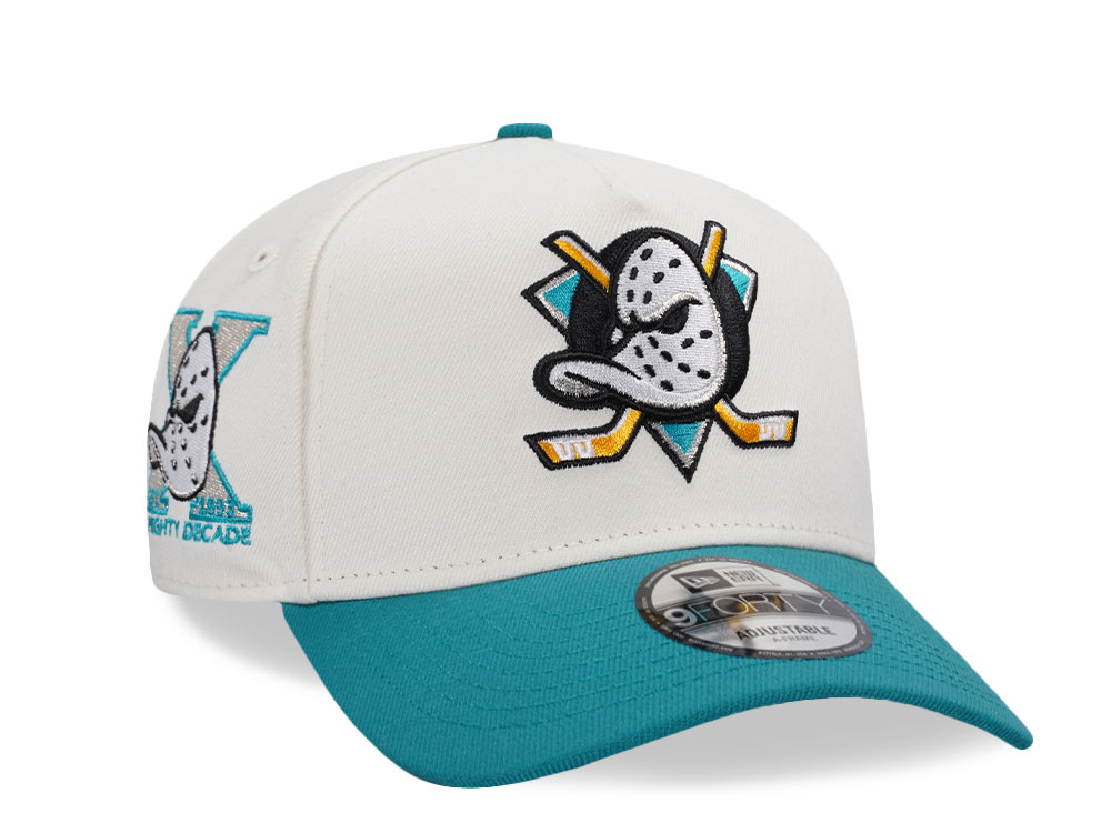 New Era Anaheim Ducks 10th Anniversary Chrome Aqua Two Tone Edition 9Forty A Frame Snapback Gorra