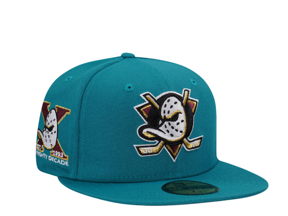 New Era Anaheim Ducks 10th Anniversary Teal Prime Edition 59Fifty Fitted Gorra