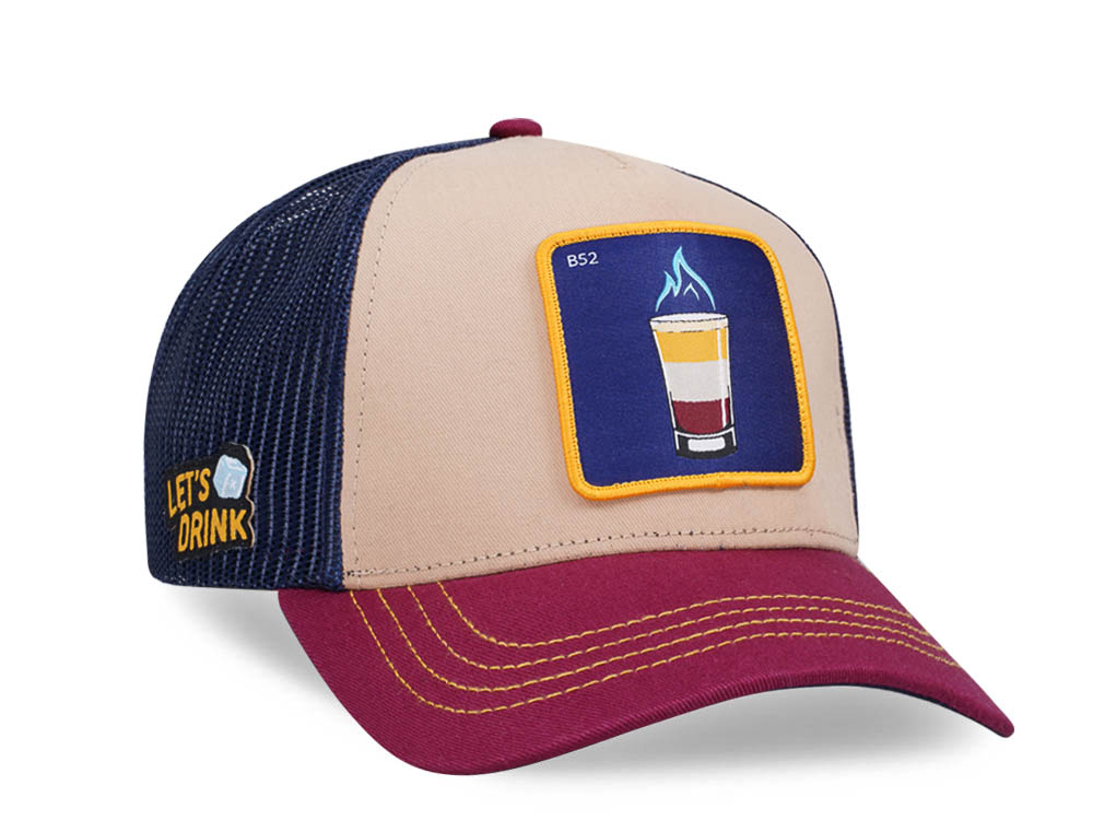 Capslab Cocktails B52 Navy Beige Burgundy Trucker Snapback Gorra