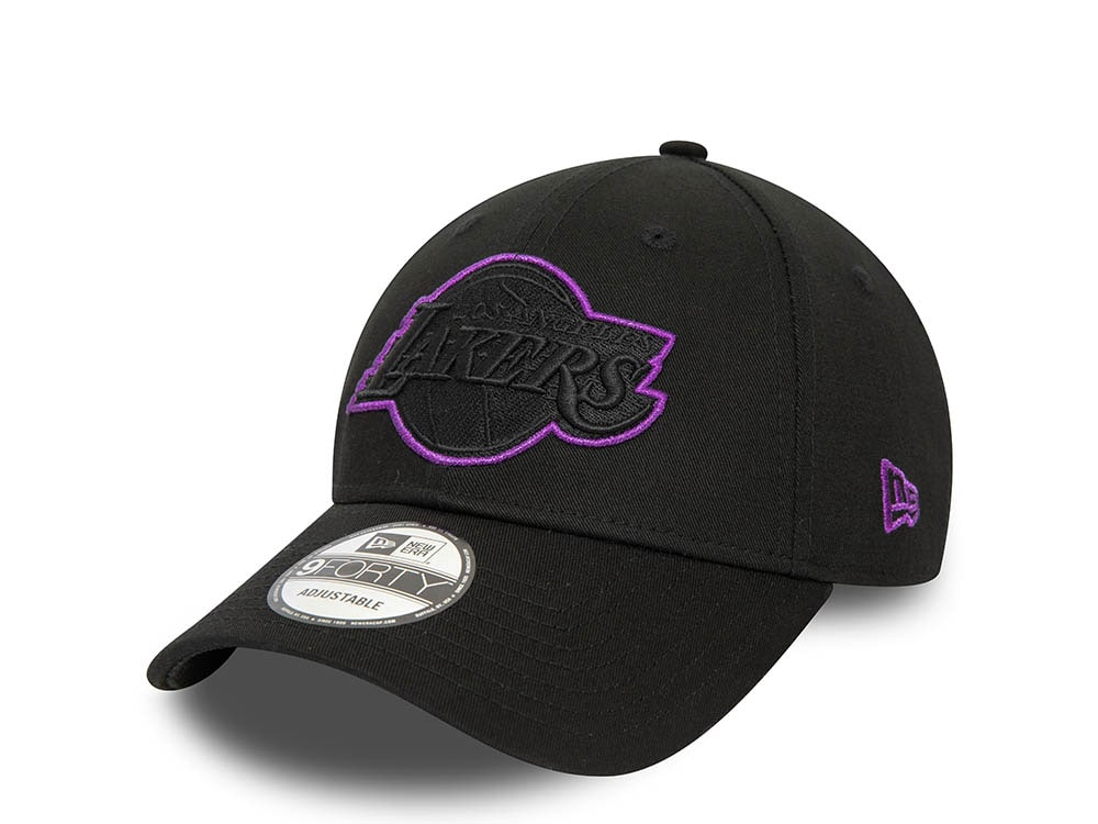 New Era Los Angeles Lakers Black Metallic Outline Edition 9Forty Strapback Gorra