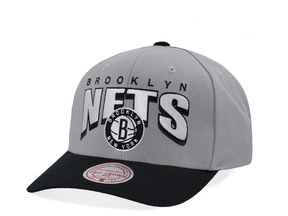 Mitchell & Ness Brooklyn Nets Pro Crown Fit Gray Snapback Gorra