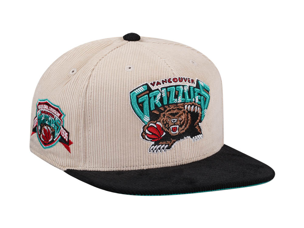 Mitchell & Ness Vancouver Grizzlies Inaugural Season 96 Two Tone Hardwood Classic Cord Edition Dynasty Fitted Gorra