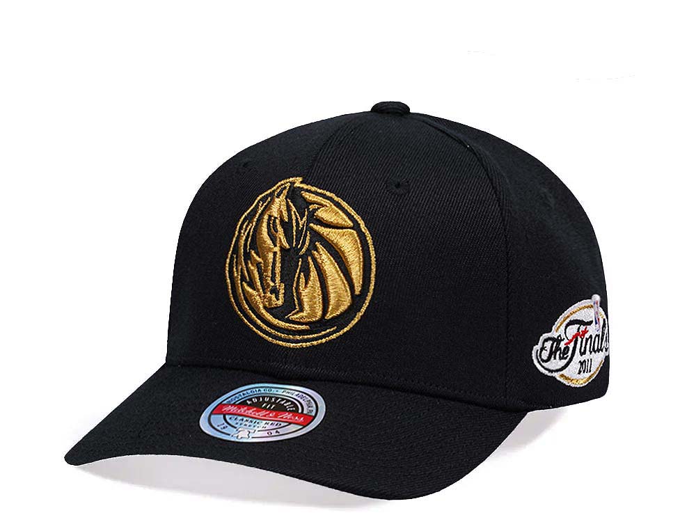 Mitchell & Ness Dallas Mavericks NBA Finals 2011 Gold Hardwood Classic Red Flex Snapback Gorra