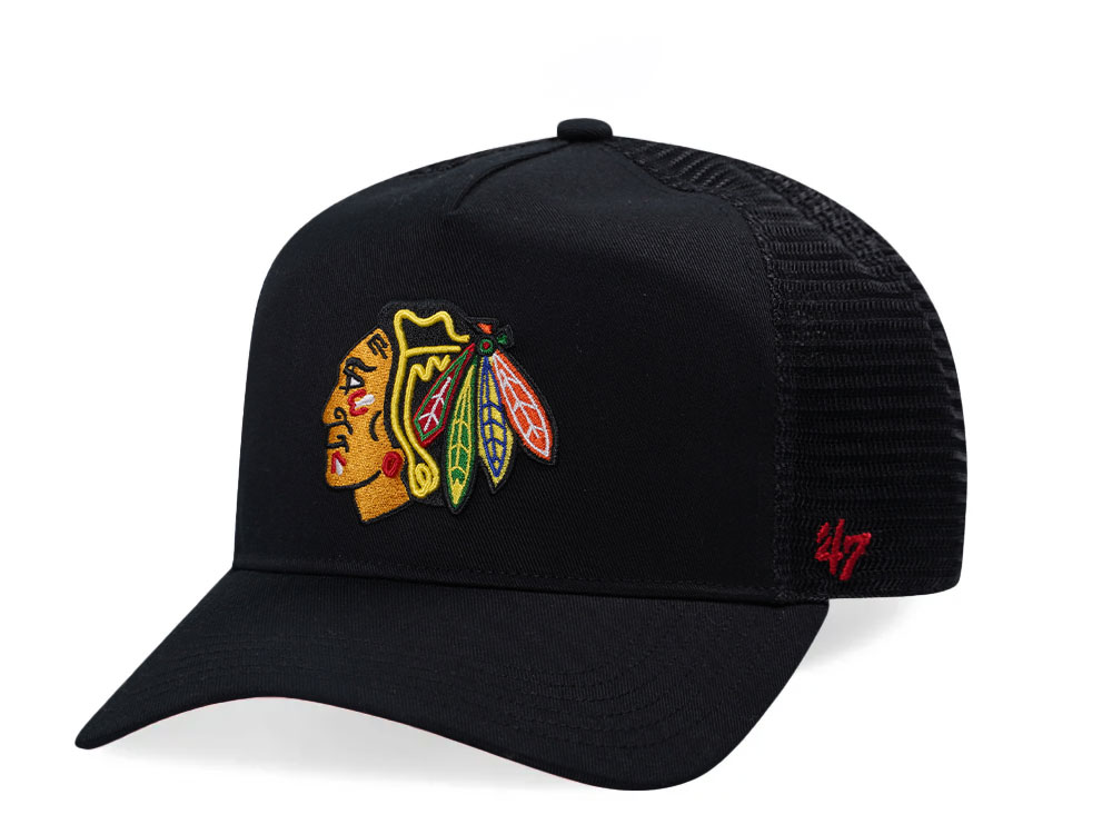 47Brand Chicago Blackhawks Black Hitch Trucker Snapback Gorra