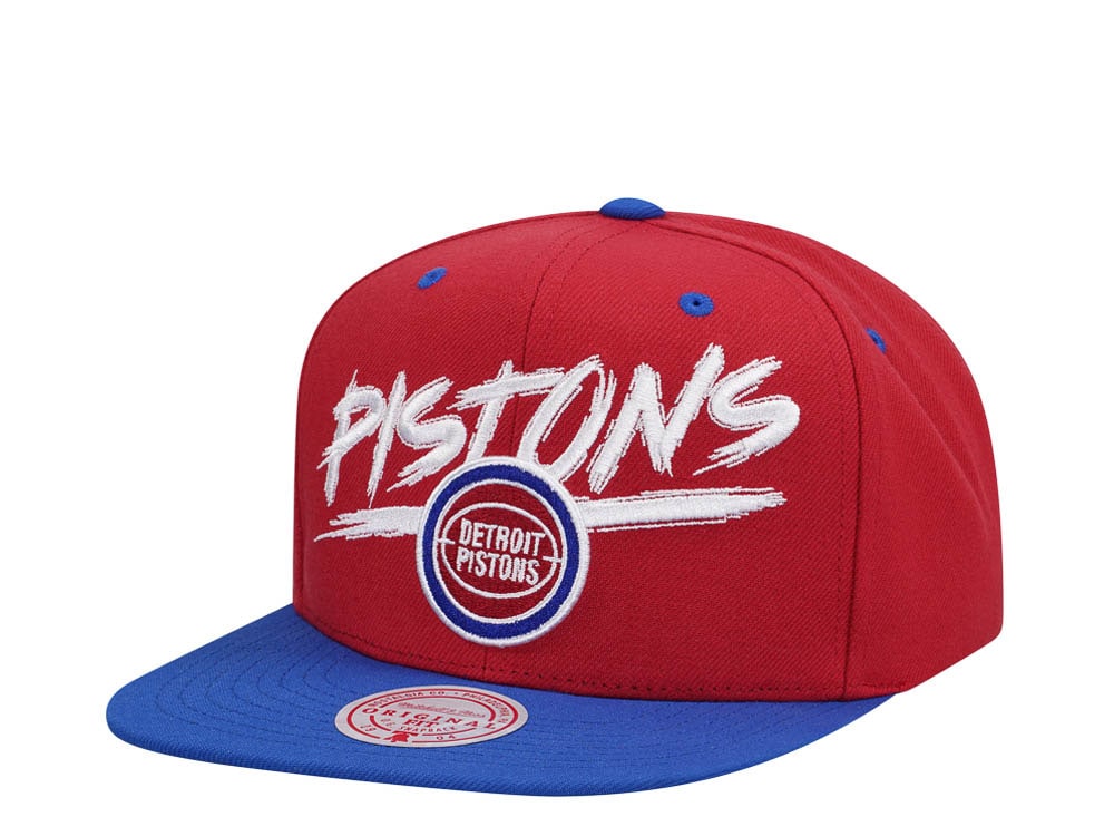 Mitchell & Ness Detroit Pistons Transcript Red Two Tone Snapback Gorra