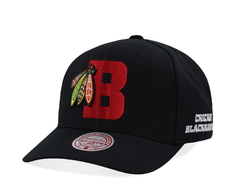 Mitchell & Ness Chicago Blackhawks Pro Crown Fit Vintage Black Snapback Gorra