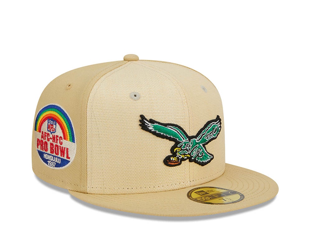 New Era Philadelphia Eagles Pro Bowl Honolulu 1987 Raffia Front Vegas Gold Edition 59Fifty Fitted Gorra