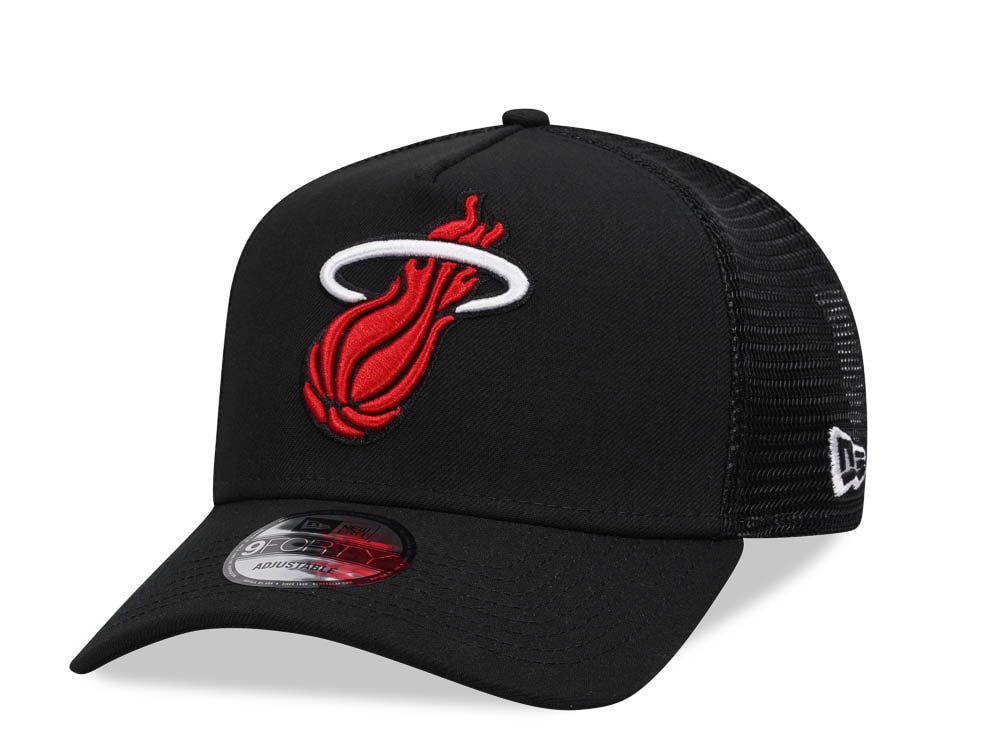 New Era Miami Heat Black 9Forty A Frame Trucker Snapback Gorra