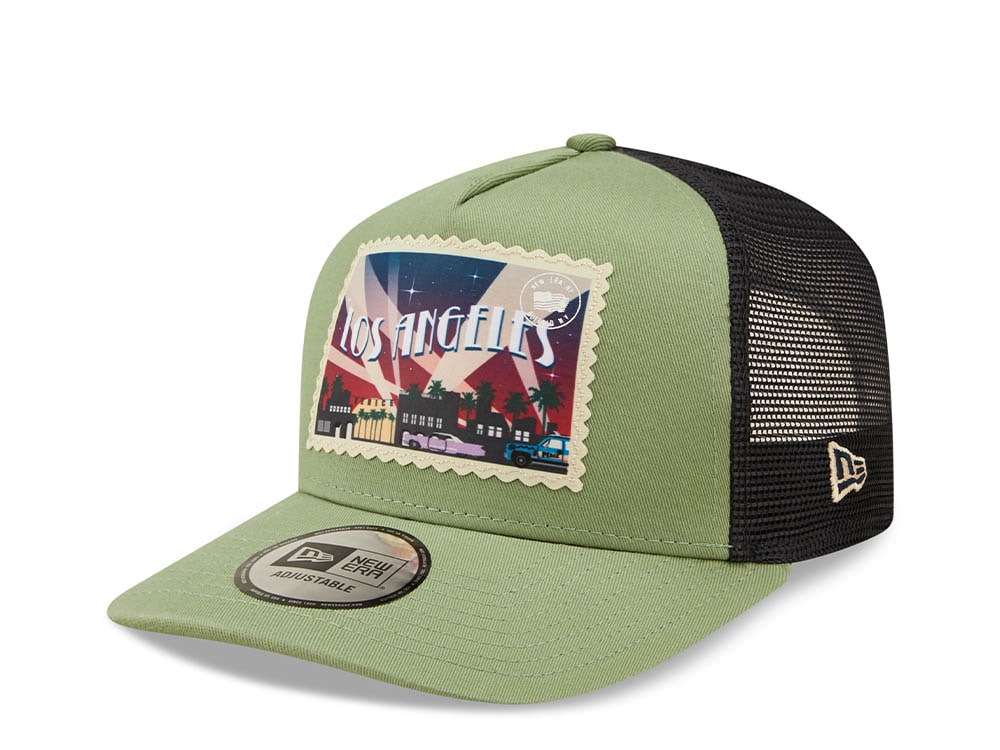 New Era Los Angeles Postcard Green A Frame Trucker Snapback Gorra