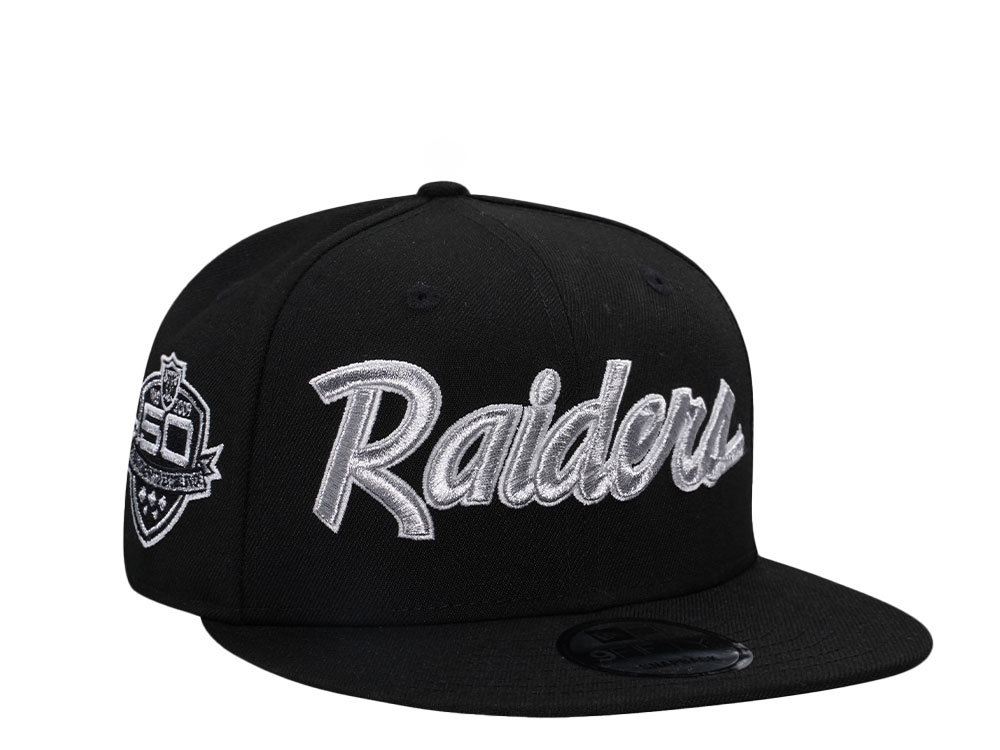 New Era Las Vegas Raiders 50th Anniversary Metallic Black Edition 9Fifty Snapback Gorra