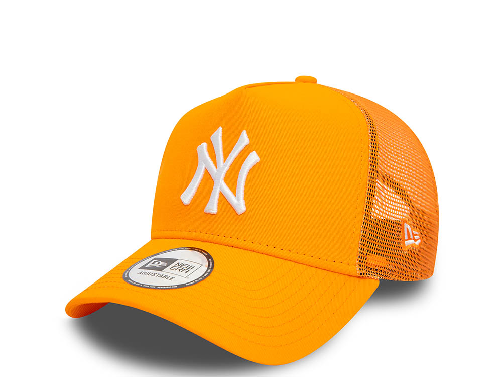 New Era New York Yankees League Essential Orange A Frame Trucker Snapback Gorra