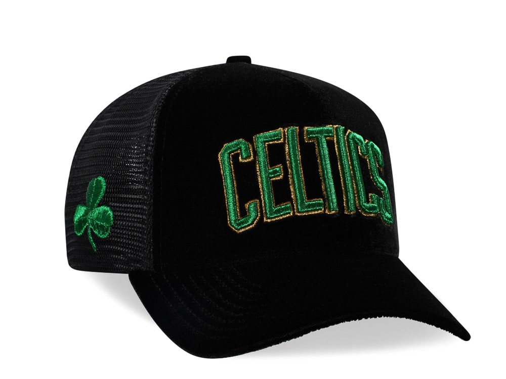 New Era Boston Celtics Black Velvet 9Forty A Frame Trucker Snapback Gorra