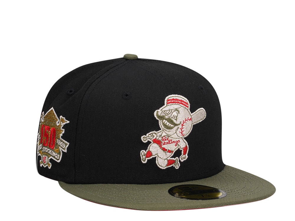 New Era Cincinnati Reds 150th Anniversary Black Olive Two Tone Edition 59Fifty Fitted Gorra