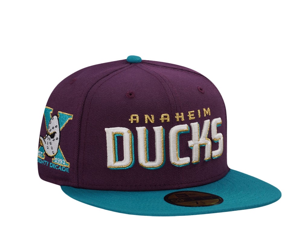 New Era Anaheim Ducks 10th Anniversary Script Two Tone Edition 59Fifty Fitted Gorra