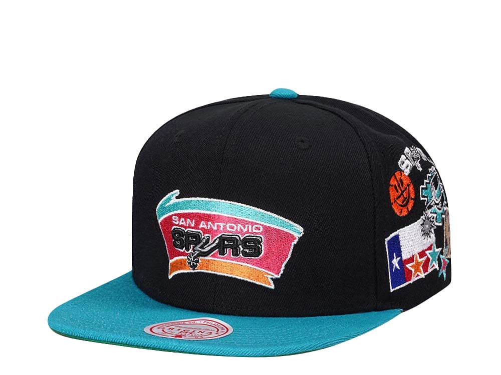 Mitchell & Ness San Antonio Spurs Patch Overload Hardwood Classic Snapback Gorra