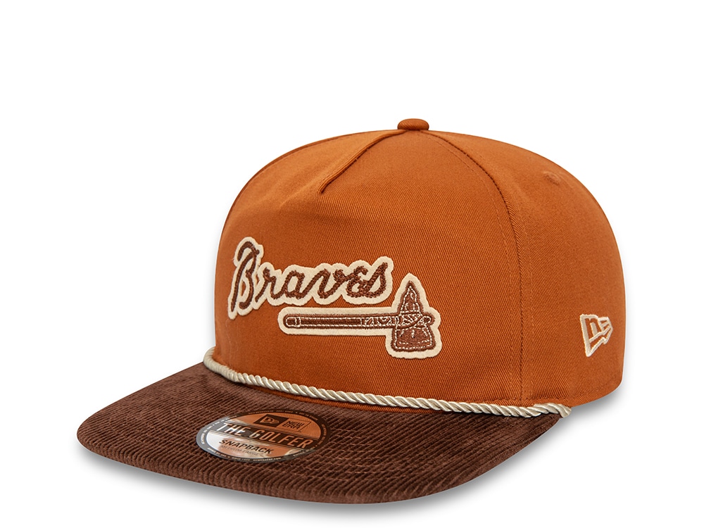 New Era Atlanta Braves Cord Visor Brown Golfer Snapback Gorra