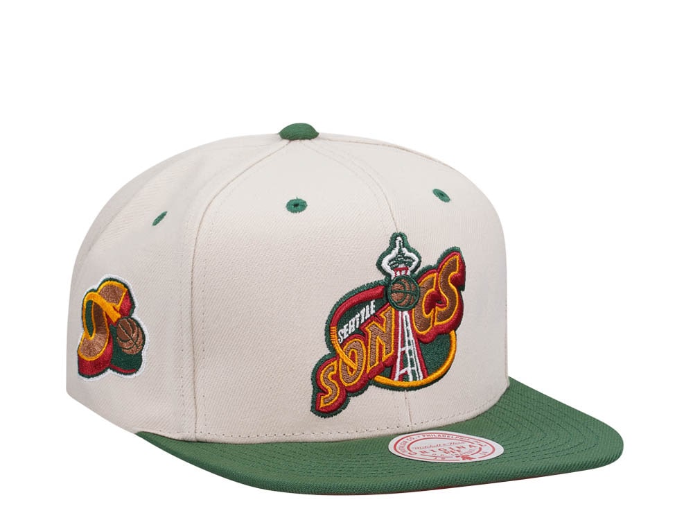 Mitchell & Ness Seattle Supersonics Sail Off White Two Tone Snapback Gorra