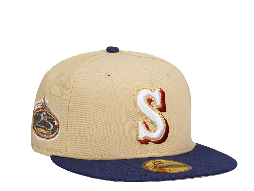 New Era Seattle Mariners 25th Anniversary Vegas Gold Prime Two Tone Edition 59Fifty Fitted Gorra