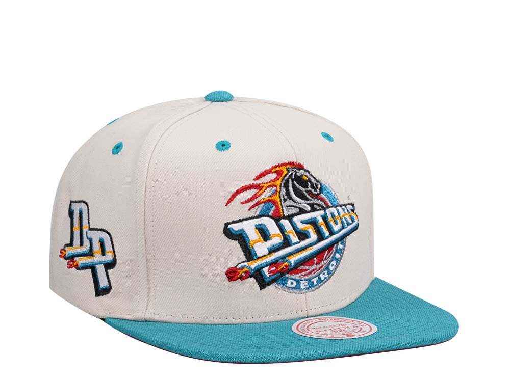 Mitchell & Ness Detroit Pistons Sail Off White Two Tone Snapback Gorra