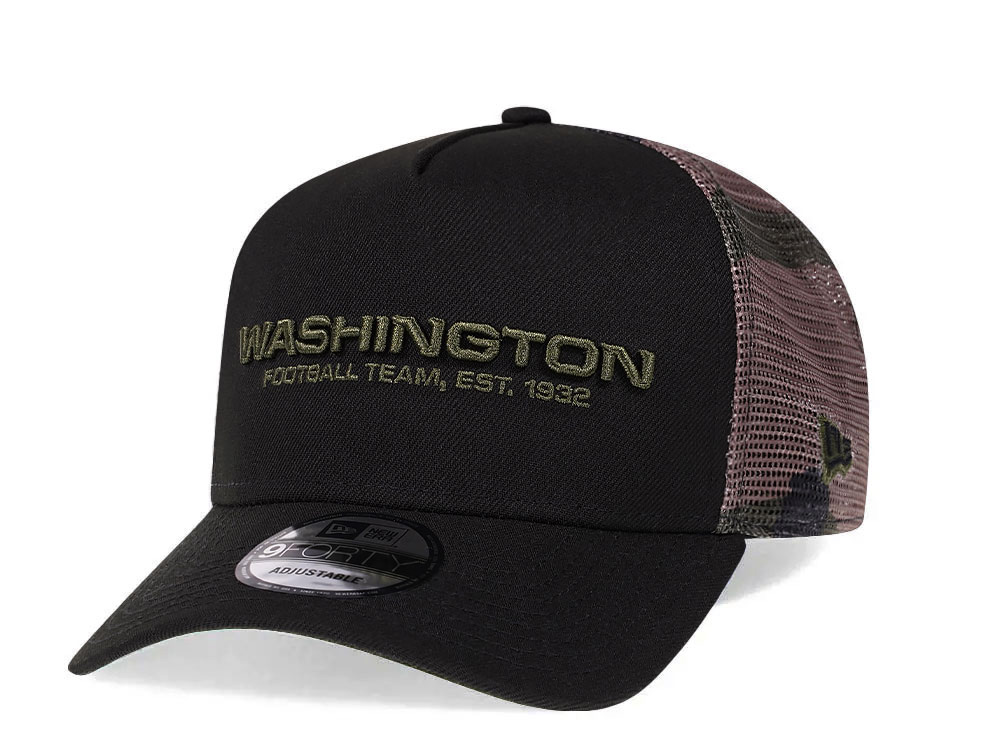 New Era Washington Commanders Camo 9Forty A Frame Trucker Snapback Gorra