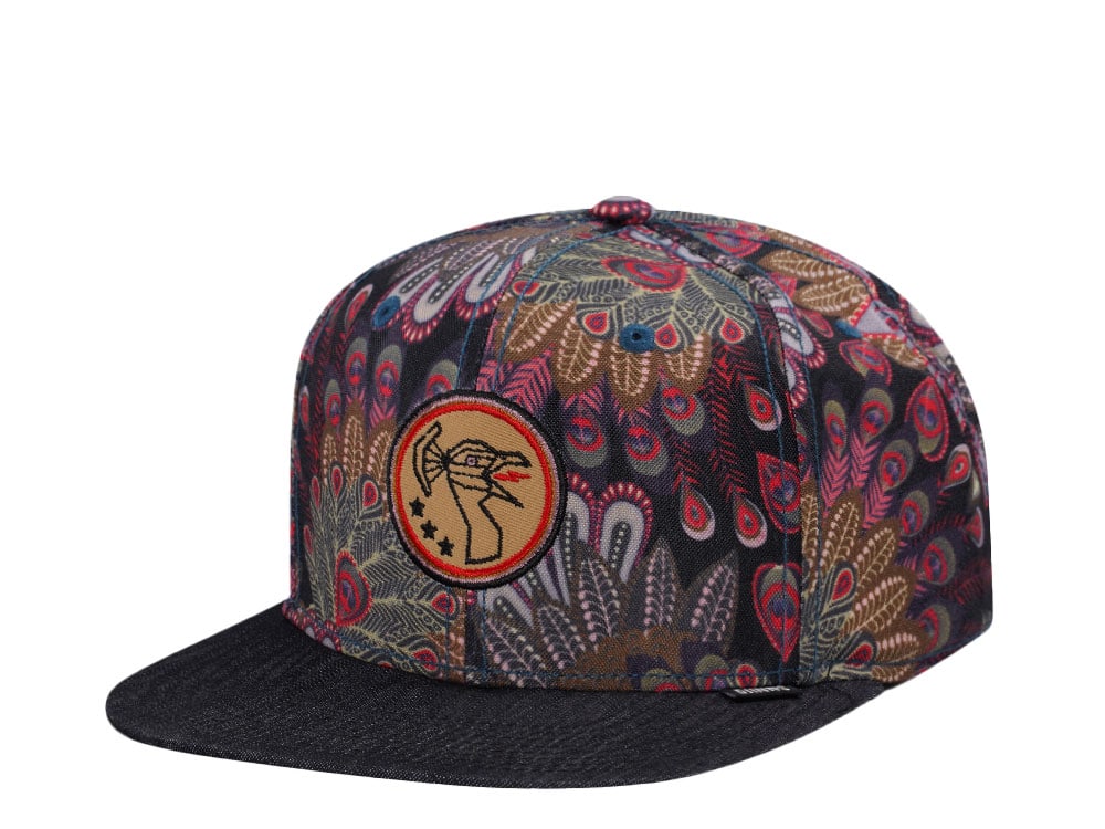 Djinns Peacock Linen Multicolor 6 Panel Snapback Gorra