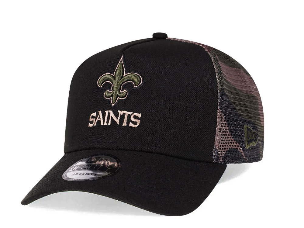 New Era New Orleans Saints Camo 9Forty A Frame Trucker Snapback Gorra