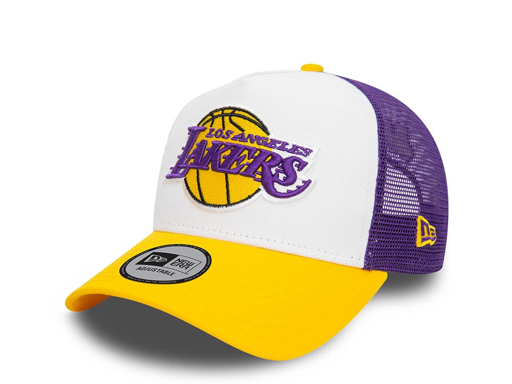 New Era Los Angeles Lakers White 9Forty Trucker A Frame Snapback Gorra