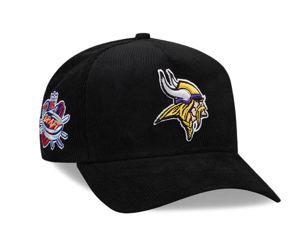 New Era Minnesota Vikings Draft 1996 Black Corduroy Edition 9Forty A Frame Snapback Gorra