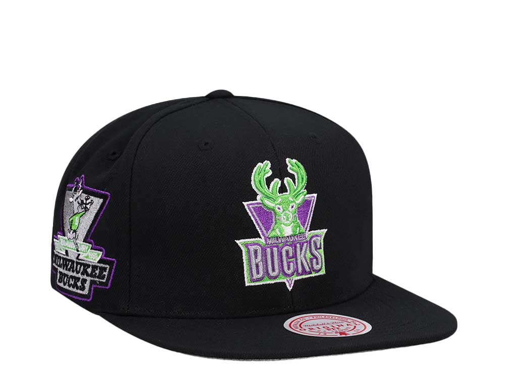 Mitchell & Ness Milwaukee Bucks 25th Anniversary Neon Tropical Hardwood Classic Snapback Cap