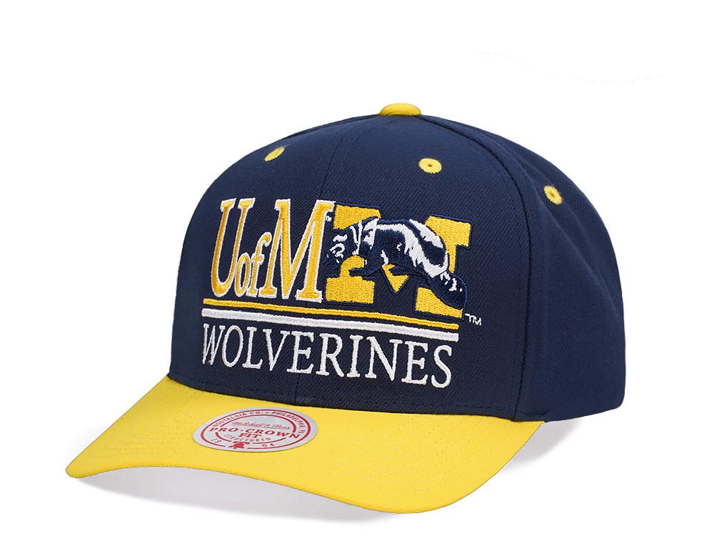 Mitchell & Ness University of Michigan Wolverines Pro Crown Fit Snapback Gorra