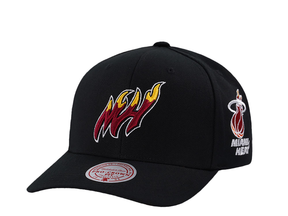 Mitchell & Ness Miami Heat Hardwood Classic Pro Crown Fit Black Snapback Gorra