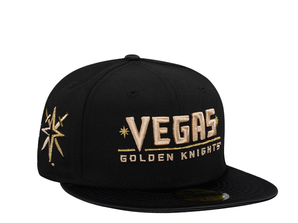 New Era Vegas Golden Knights Black Satin Brim Prime Edition 59Fifty Fitted Gorra