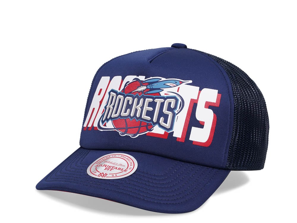 Mitchell & Ness Houston Rockets Navy Billboard Trucker Snapback Gorra