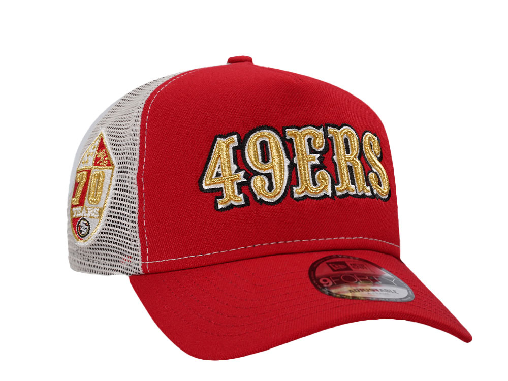 New Era San Francisco 49ers 70th Anniversary Vintage Trucker 9Forty A Frame Snapback Gorra