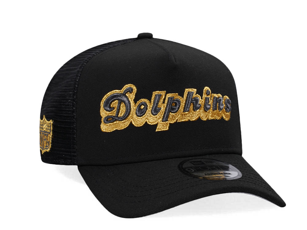 New Era Miami Dolphins Black and Gold Classic Edition Trucker A Frame 9Forty Gorra