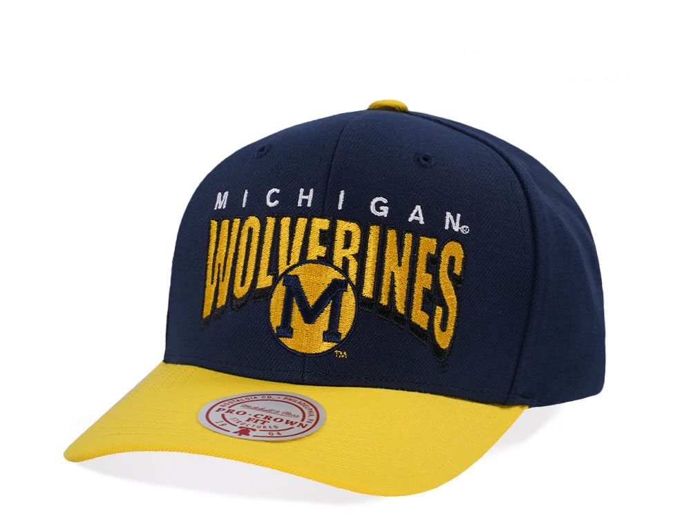 Mitchell & Ness Michigan Wolverines Pro Crown Fit Navy Snapback Gorra