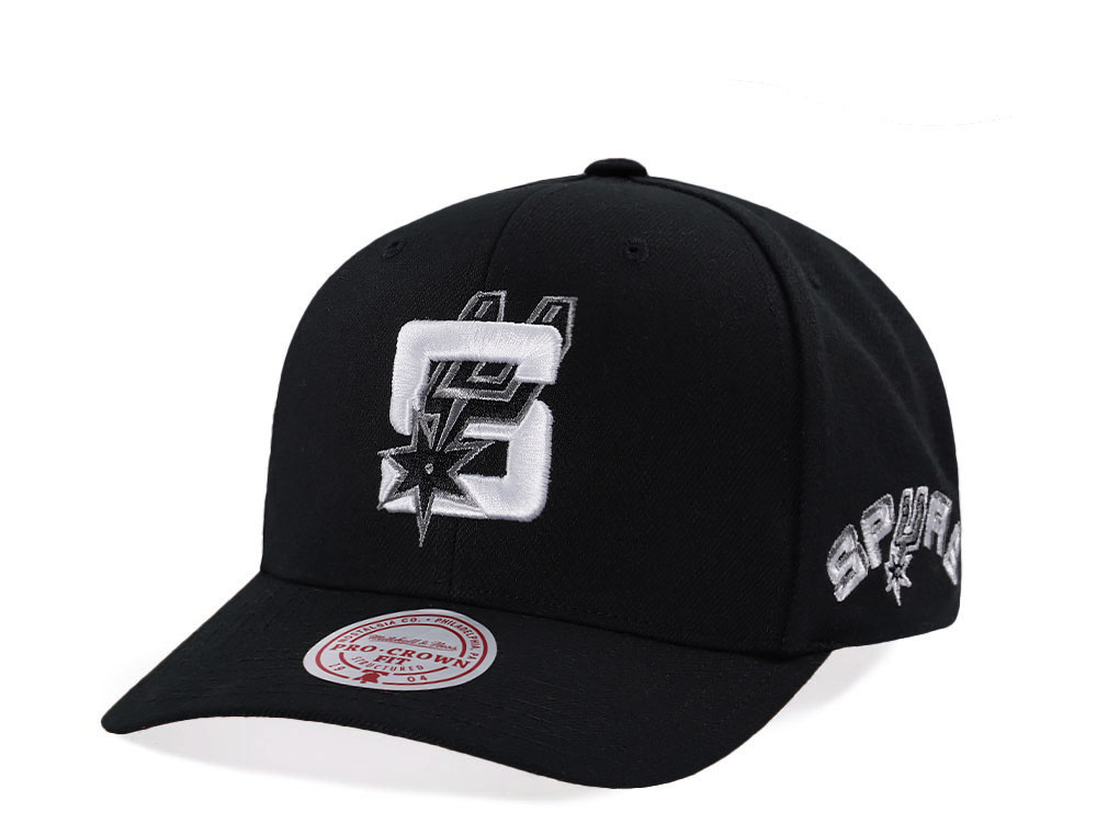 Mitchell & Ness San Antonio Spurs Hardwood Classic Pro Crown Fit Black Snapback Gorra