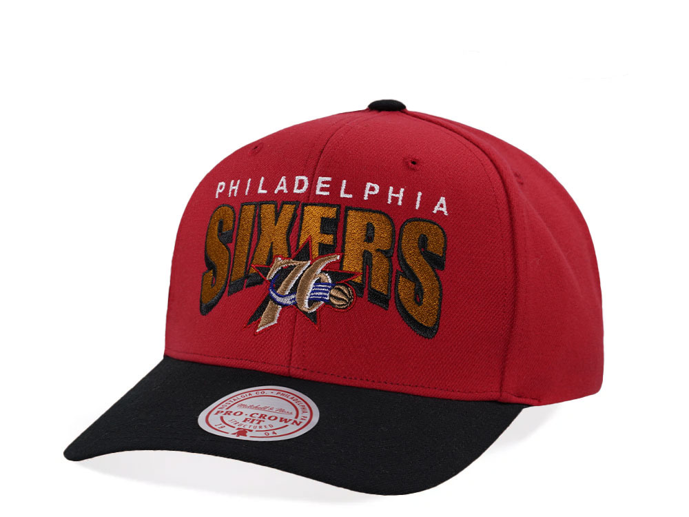 Mitchell & Ness Philadelphia 76ers Hardwood Classic Pro Crown Fit Red Snapback Gorra