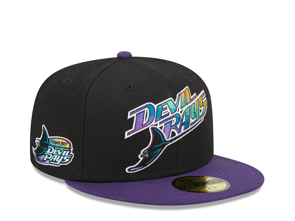 New Era Tampa Bay Rays Black Retro Script Throwback Edition 59Fifty Fitted Gorra