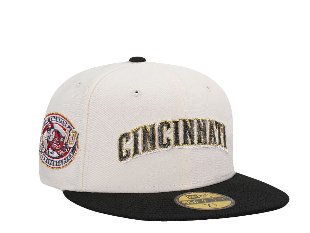 New Era Cincinnati Reds 25th Champion Anniversaries Chrome Black Metallic Two Tone Edition 59Fifty Fitted Gorra